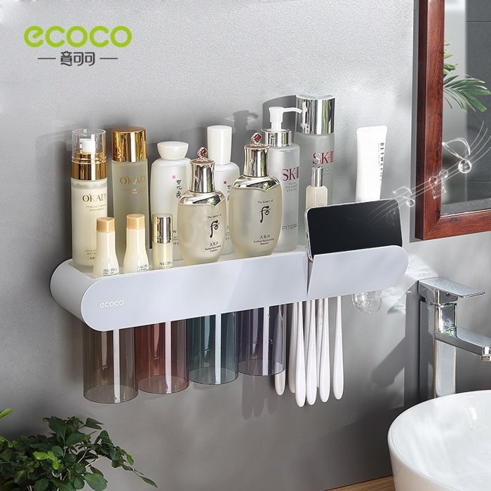 ECOCO support rangement Porte brosse à dents inversé à adsorption magnétique Presse-dentifrice automatique distributeur salle bain