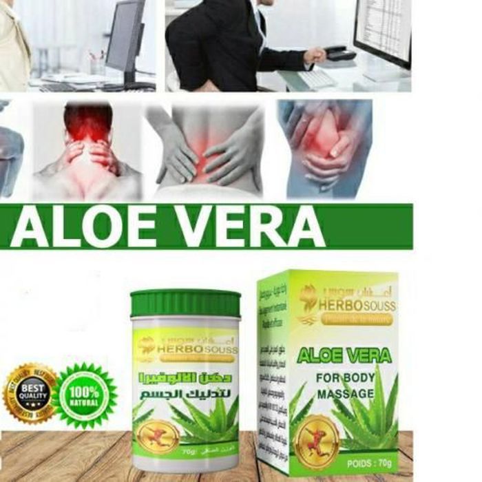 Baume de massage - ALOE VERA - 70g - Soulagement douleurs dorsales - Sans parabène - Mixte