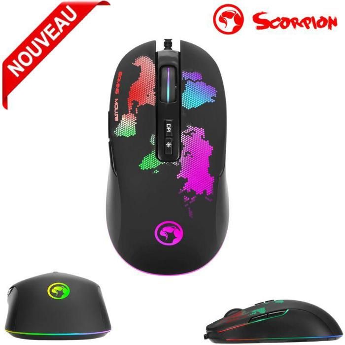 Souris Gaming RGB Marvo Scorpion M422 Capteur Optique 4 800 DPI 7 Boutons Programmables
