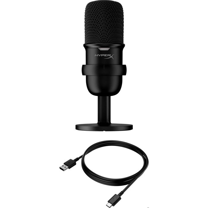 Microphone HyperX SoloCast Noir,Cardioïde, Enregistrement audio Plug N Play avec connexion USB-C, PC, PS5, PS4, Mac