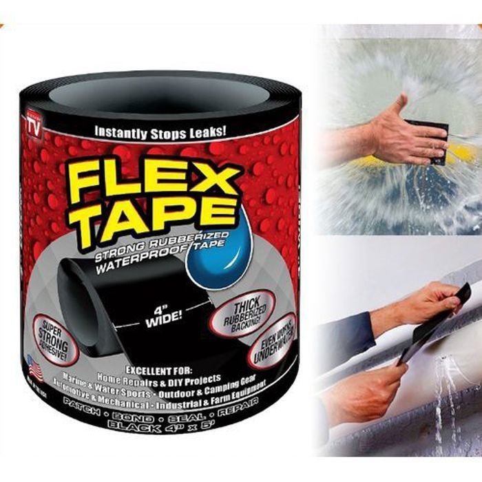 Flex Tape Ruban adhésif super-étanche, réparation multifonction étanche