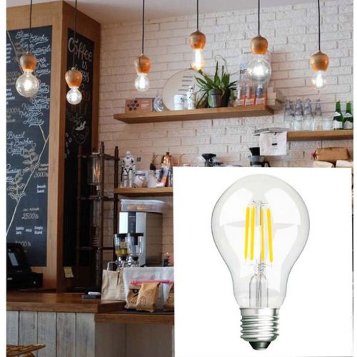 2pcs Style Antique classique ampoule E27, LED froid 600lm 5W 6000K lumière blanche, 4 Filament