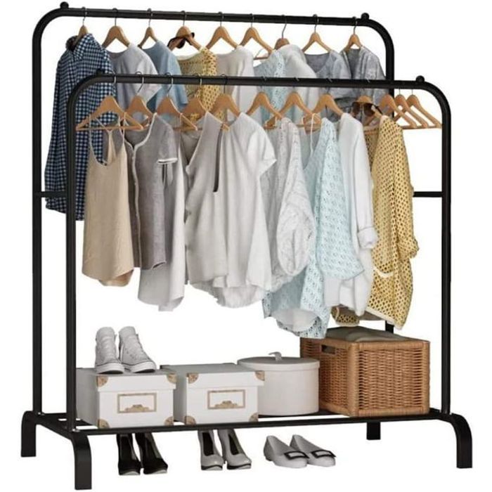 Porte-vêtements double en métal détachable, également utilisable comme porte-chapeaux