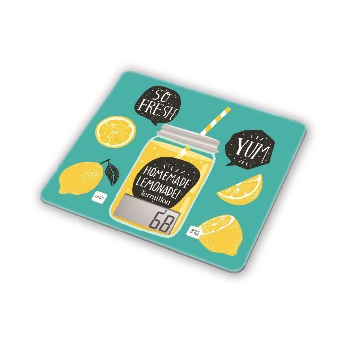 Balance de cuisine TERRAILLON T1040 DETOX VERTE - Pesée électronique - 3kg max - Conversion liquide - Tare