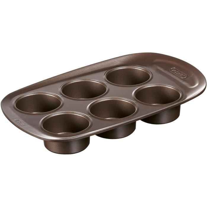 Moule à muffin - PYREX - 1452001 - Rond - Acier carbone - Antiadhésif - 6 cavités