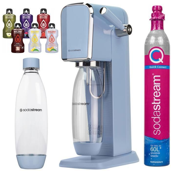 Saturator för kolsyrat vatten - Sodastream - Konst Blå - Flaska 1L QuickConnect - 6 påsar Bolero utan socker