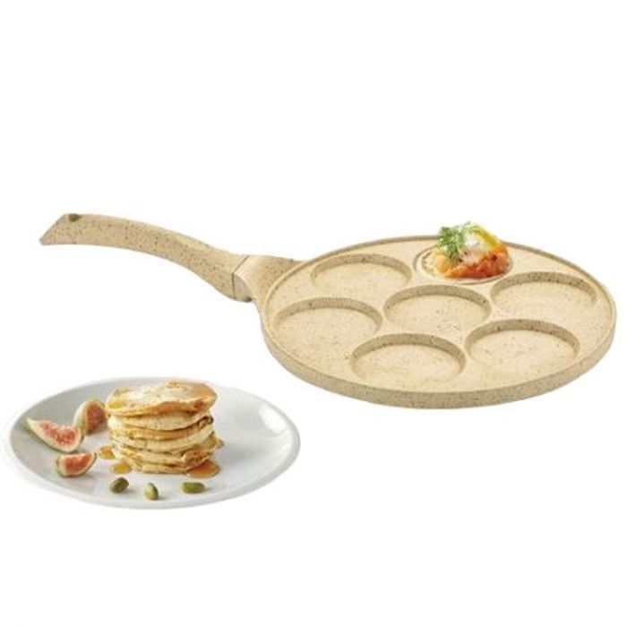 Elite Crêpière 26 cm en Granite Antiadhésive Poêle à 7 Pancakes, Poêle à Mini beghrir
