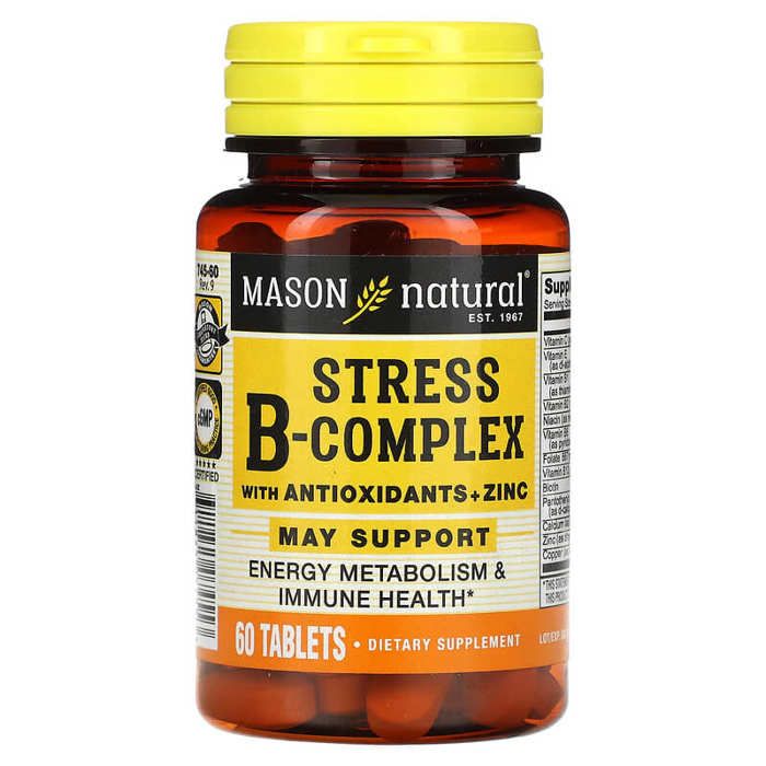 Complexe B anti-stress avec antioxydants et zinc, 60 comprimés