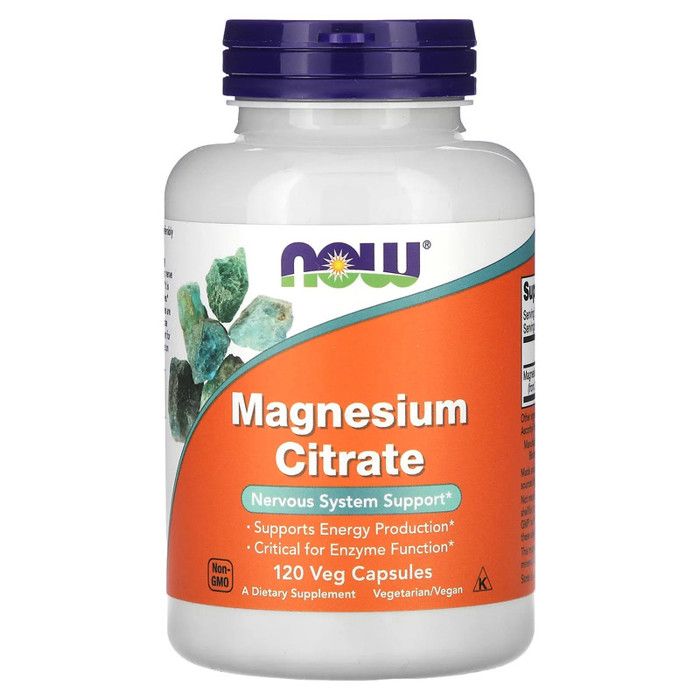 NOW Foods, Citrate de magnésium, 120 capsules végétariennes - Made in Usa