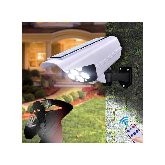 Pack de 2 lampes solaires avec caméra factice et capteur de mouvement pour l'extérieur