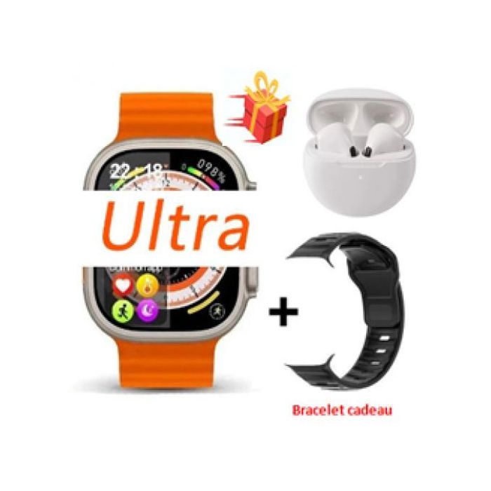 Smart Watch Series 8 Ultra + Écouteurs Bluetooth - Orange