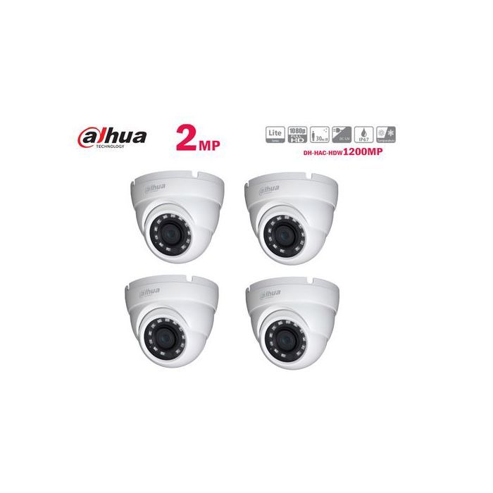 Dahua Pack 4 caméras de surveillance interieure 2MP 1080P dome