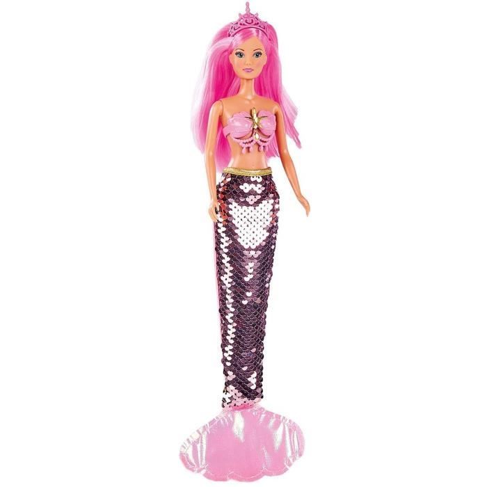 Simba - Steffi Love Sirène Sequins - Poupée Mannequin 29cm - Paillettes Réversibles - Nageoire Amovible - modèle aléatoire