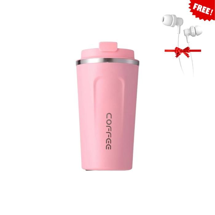 tasse à café en acier inoxydable - Rose Avec écouteurs Gratuit