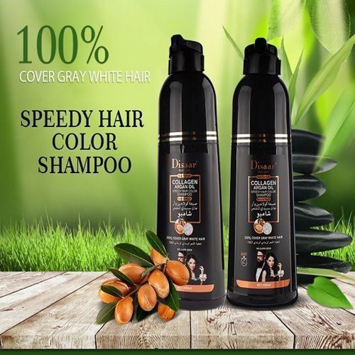 Disaar Shampoing cheveux endommagés, gris et blancs, soins naturel, huile d'argan 400ML