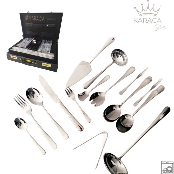 Ménagère 72 pièces - Karaca - Inox 18/10 - Argenté - Compatible lave-vaisselle - Élégante