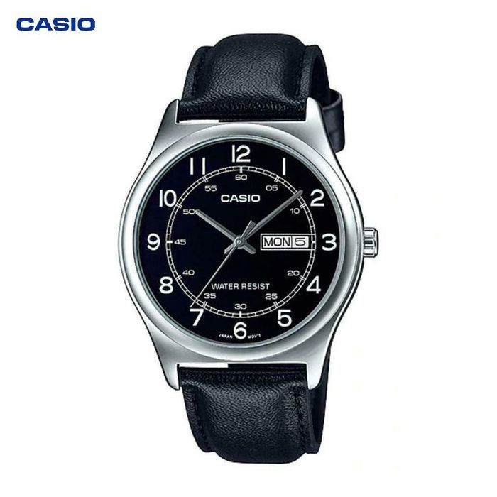 Montre Homme Analogique - CASIO - MTP-V006L-1B2UDF - Cuir Noir - Résistante à l'Eau - 38 mm