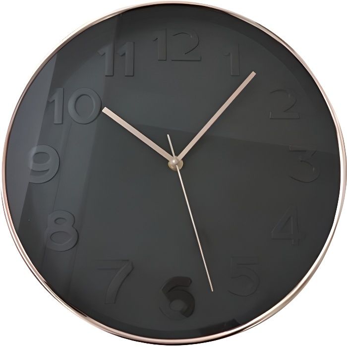Horloge Ronde 30.5cm Noire Cuivree