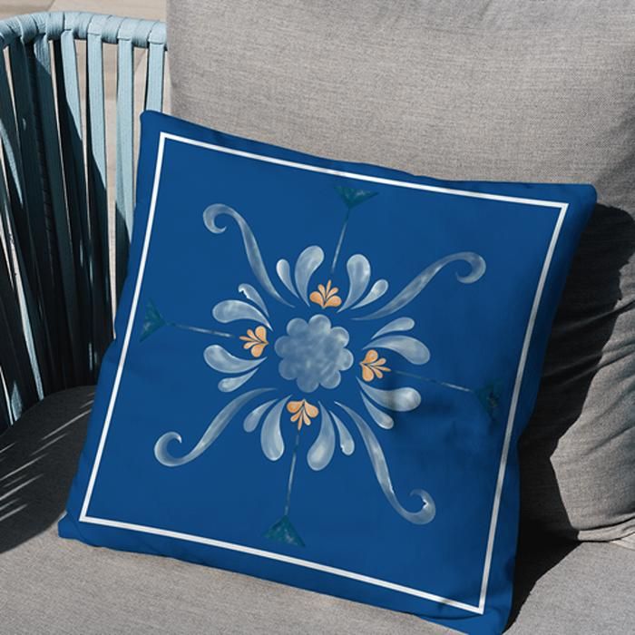Housse de coussin - IMPREMALIA - Regalia - Bleu nuit - Accents dorés - Design classique