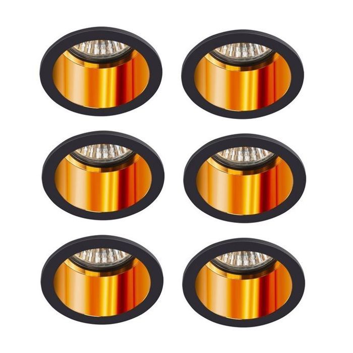 Spot Rond Noir / Bronze Comprend X 6 W LED Blanc Chaud 230 V IP20 X Prise GU10