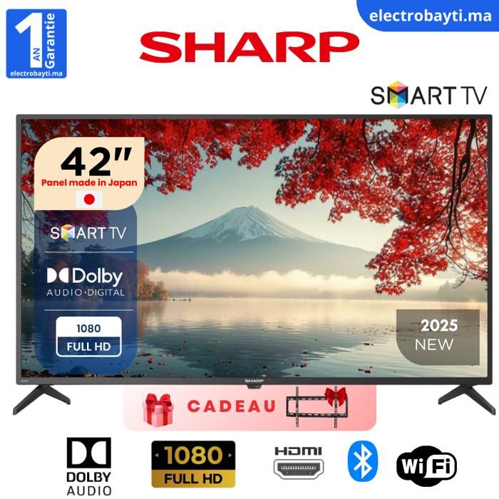 SHARP - 42" SMART TV –  HEVC Advance , Dolby Audio, HDMI, Ci+ - 2T-C42EG5MX