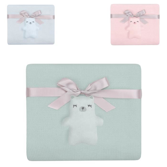 Kikkaboo couverture bébé ours, 100 x 75 cm, 100% coton, couverture douillette [Vert]