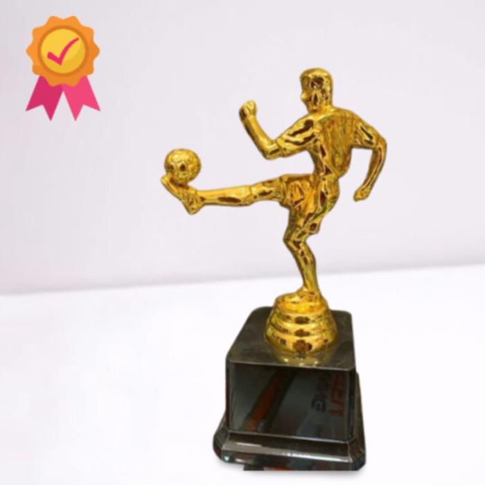 Trophée de football - Résine - Doré - 10 cm - Design moderne