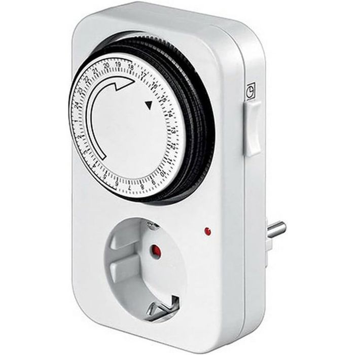 Minuterie Analogique Programmable 24H Avec Fiche Et Prise 2P+T