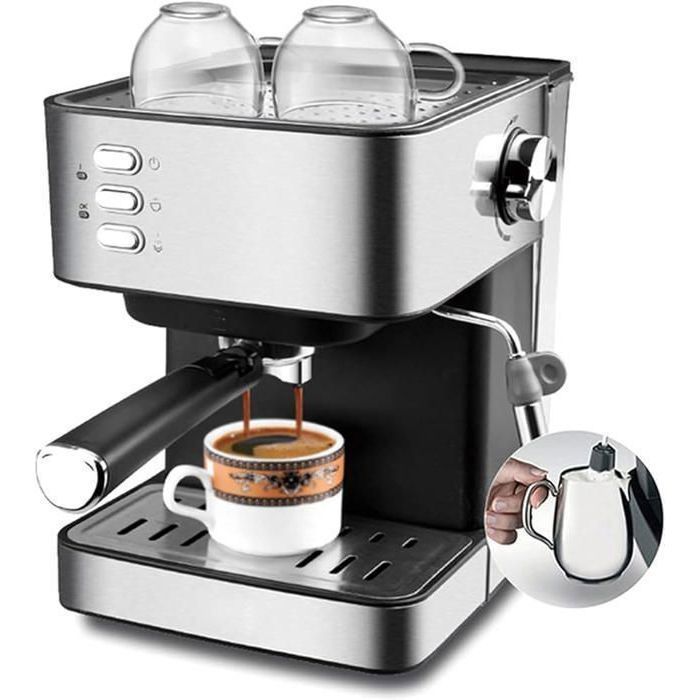 Machine à café KENZ - 20 BAR - Mousseur à lait intégré - Réservoir 1.6L - Design épuré