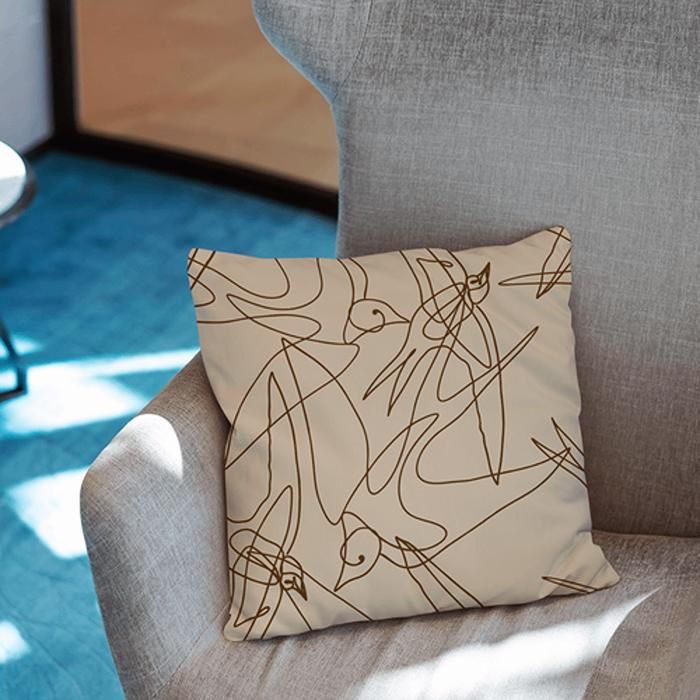 Housse de coussin - IMPREMALIA - Avia - Design oiseaux - Recto-verso - Lavable en machine