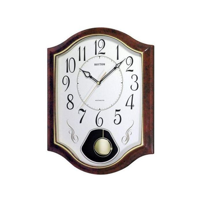 Rhythm Horloge murale avec pendule & mélodie chaque heure - CMJ494NR06
