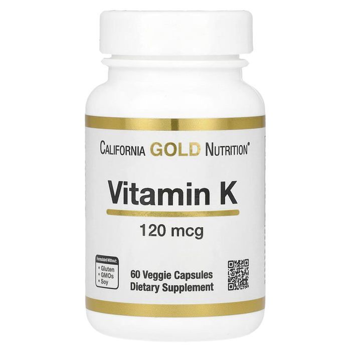 California Gold Nutrition, Complexe de vitamine K, 120 µg, 60 capsules végétariennes