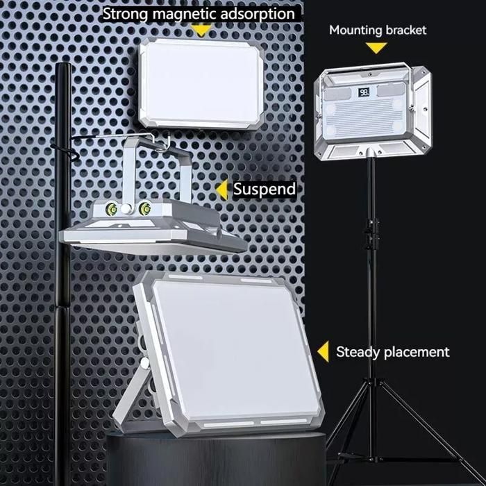 Lampe multifonctionnelle rechargeable portable (métal argenté)