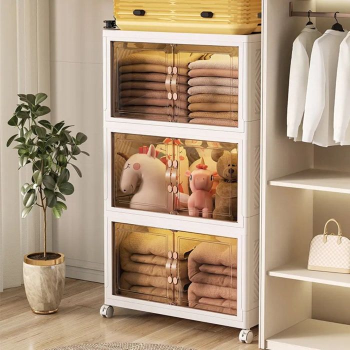 Placard de Rangement Pliable à 3 Étages – Vêtements et Objets