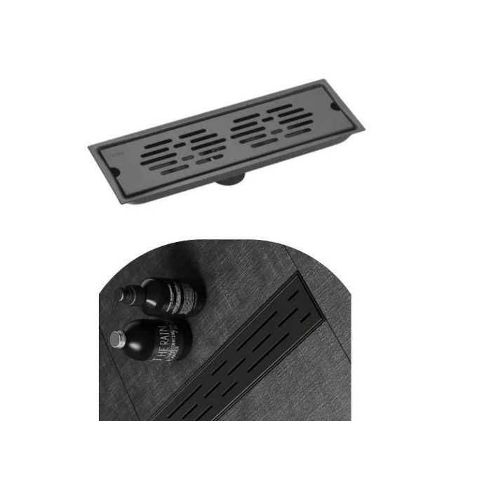 Caniveau de douche 30 cm noir  Avec siphon pour salle de bain