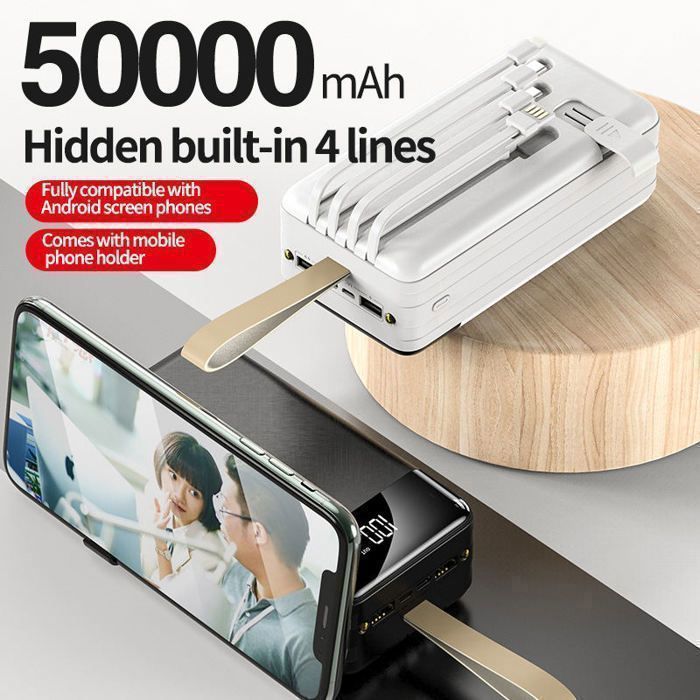 Power Bank 50000 mAh - Batterie Externe Portable Haute Capacité 22,5W Super Fast Charge pour iPhone, Samsung, Huawei, Xiaomi