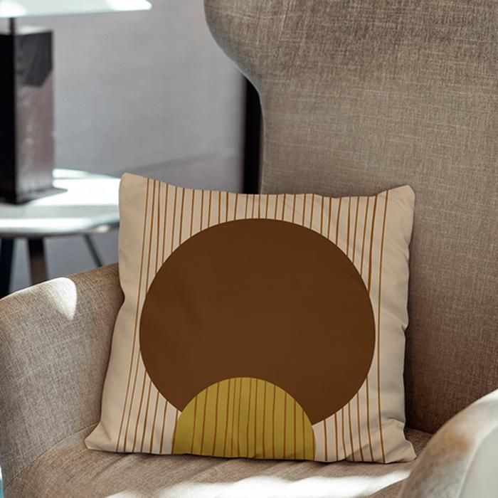 Housse de coussin - IMPREMALIA - Terralia - Motif géométrique - Couleur beige - Lavable en machine