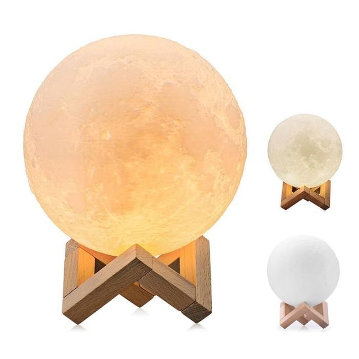 Lampe lunaire 3d imprimée usb rechargeable tactile (Couleur aléatoire)