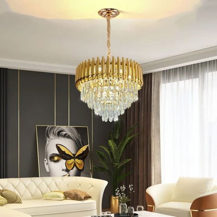 Lustre en cristal moderne couleur Gold Diamètre 30cm