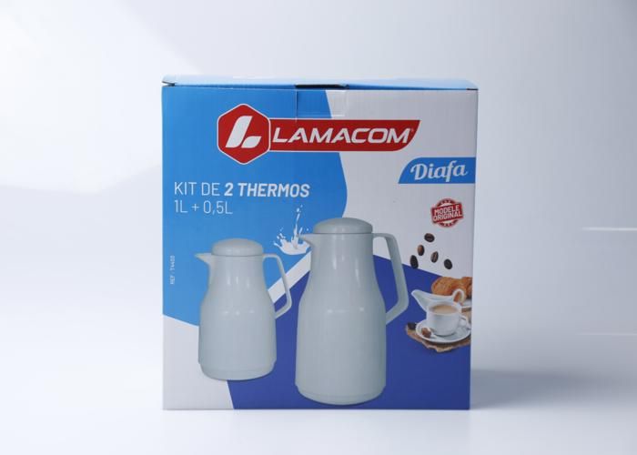 Bouteille isotherme - Kit Thermos 1L/0,5L - Acier inoxydable - Couleur Aléatoire - Mixte