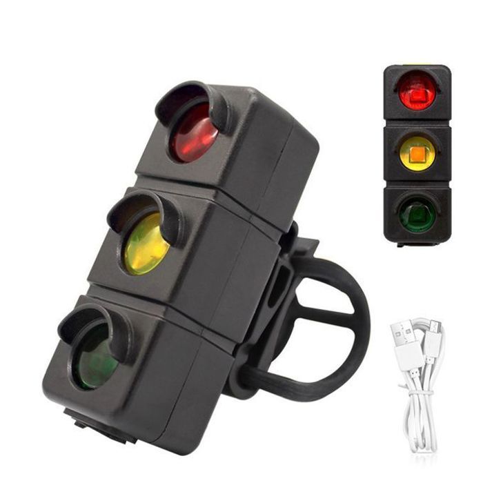 Voyant d'Avertissement de Sécurité Arrière pour Vélo - 7 Modes d'Éclairage - Noir