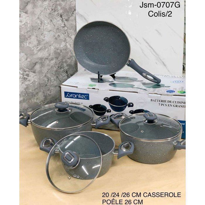 Ensemble de cuisine - Non spécifié - 7 pièces - Gris - Casseroles avec couvercles - Poêle antiadhésive