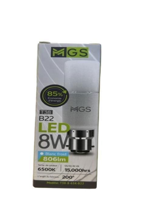 Ampoule LED - MGS - T38 - 8W - B22 - Blanc - 30000 heures