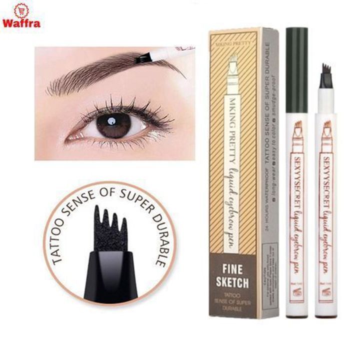 Crayon sourcils - Traceur de Précision - 2 en 1 - Couleur NOIR - Application facile - Longue tenue