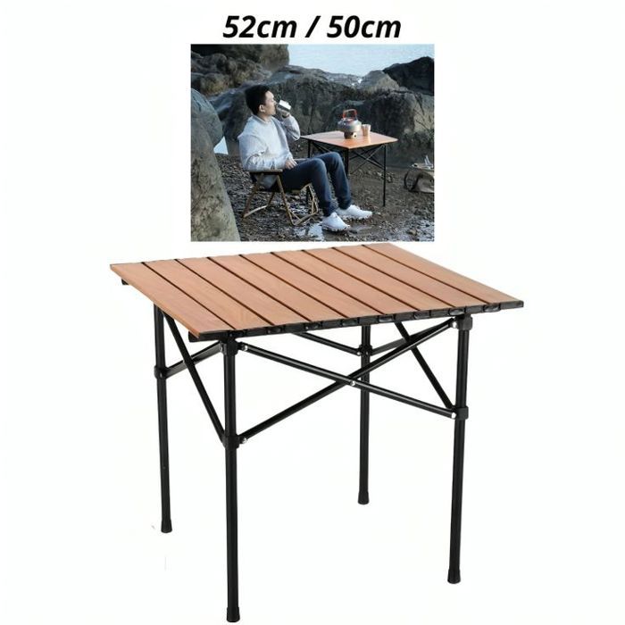 Table de pique-nique et camping pliante en aluminium 52cm / 50cm Marron