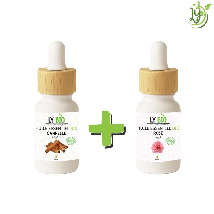 LYBIO PACK HUILE ESSENTIEL CANNELLE 10ML + HUILE ESSENTIEL ROSE 10ML
