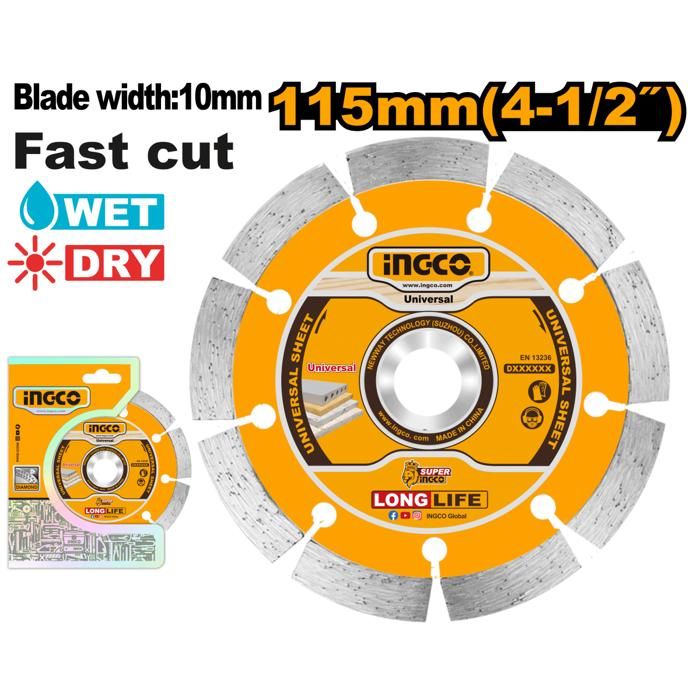 INGCO - DISQUE DIAMANT 115MM A EAU ET A SEC