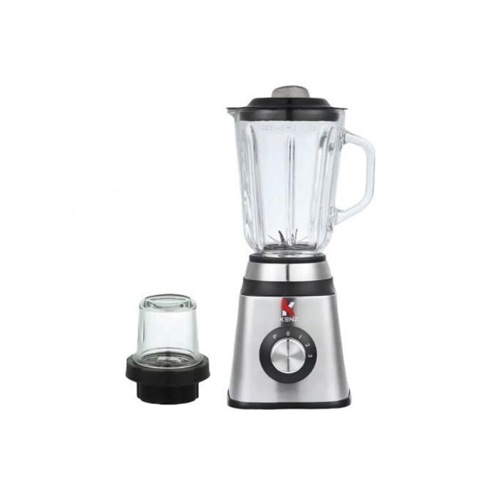 Blender Mixeur + Moulin à Café - KENZ - 1,5L - 400W - 6 Lames Acier Inox - 2 Vitesses - Fonction Pulse