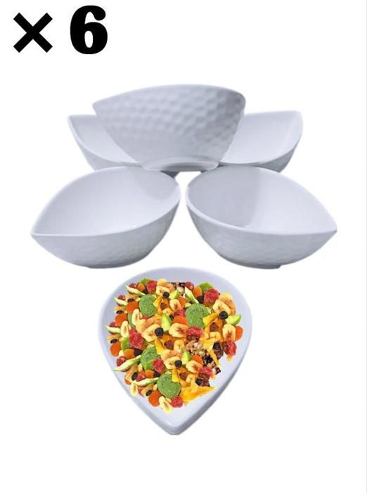 Coupelles - Lot de 6 - Porcelaine - Design Goutte d'eau - 11x8x5 cm