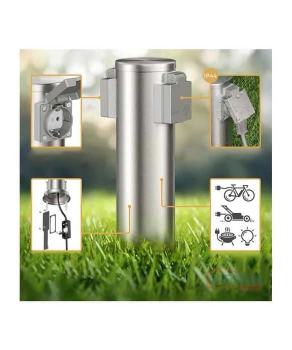 COLONNE INOX DE 2 PRISES D'EXTERIEUR 250V 10A IP44